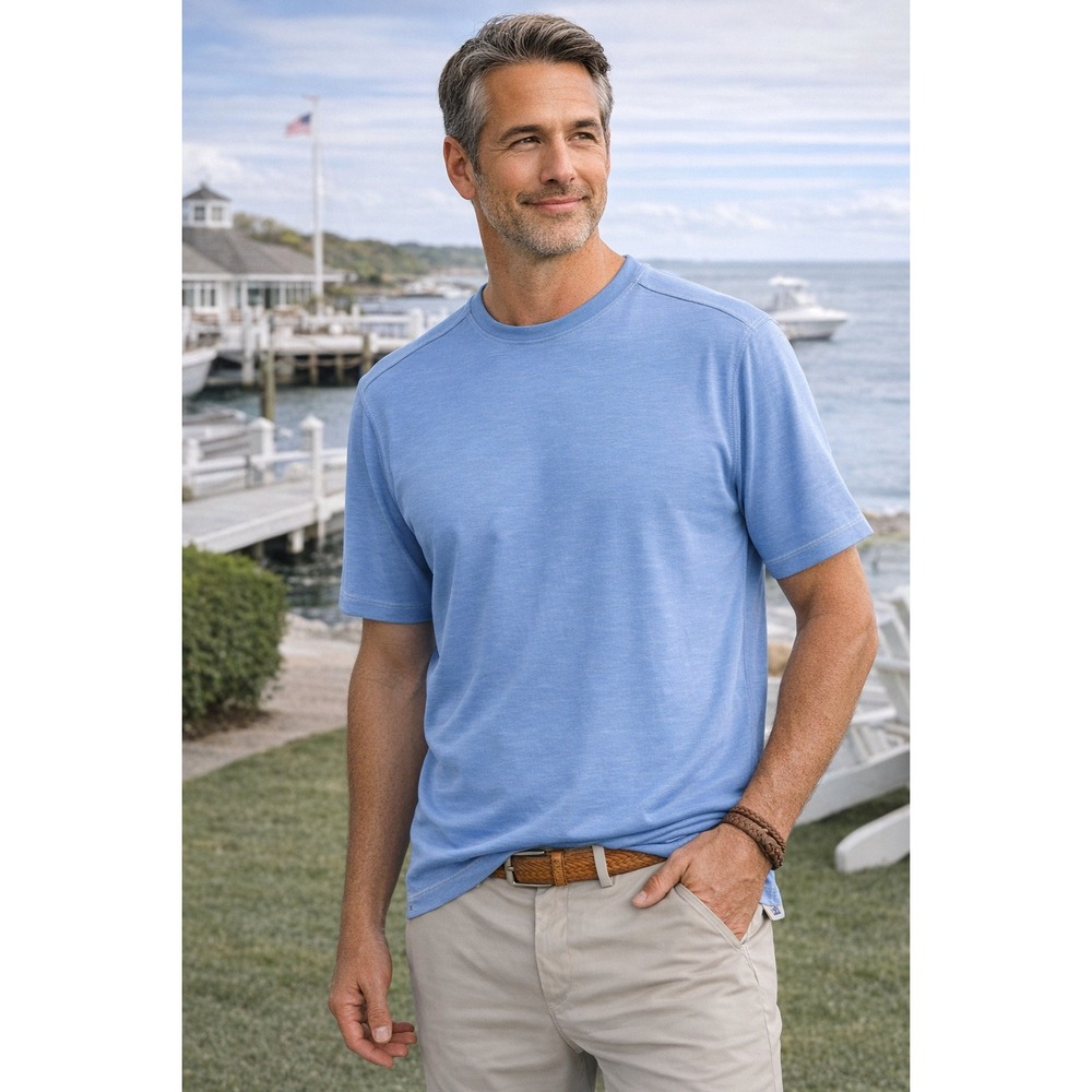 Tommy Bahama Blue Performance Crew Neck T Shirt Men Large Golf Resort